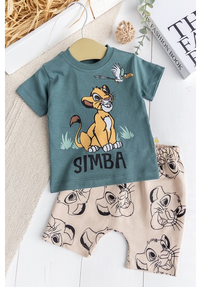 Babymod Aslan Fiğürlü 2'li %100 Pamuk Yazlık Erkek Bebek Takım Set Yeşil