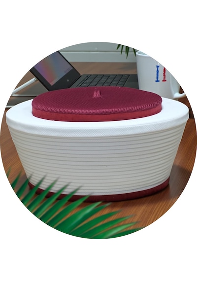Fabrikam06 Bordo Sarık İmam Sarığı Cami Sarığı Namaz Sarığı S102 57 Cm Bordo - Beyaz