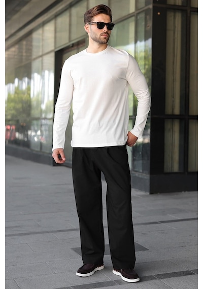 Madmext Ekru Pamuklu Slim Fit Erkek Tişört E7187