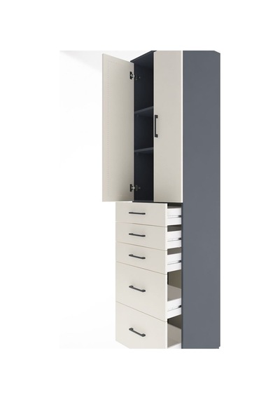 Hyperion Dolap 3 Raflı 5 Çekmeceli 2 Kapaklı 60x44x243 Antras... Antrasit