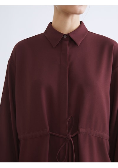Lcwaıkıkı Classic Bordo Beli Bağlamalı Kadın Gömlek Tunik