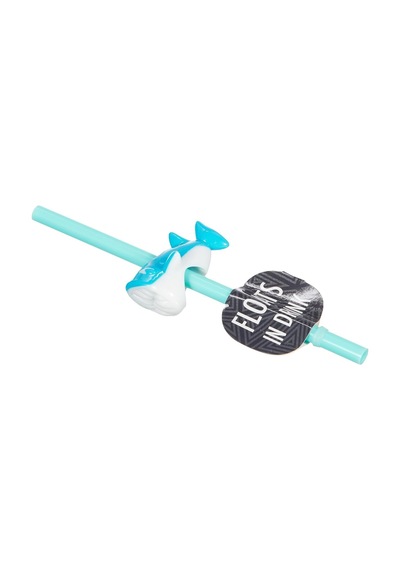 Ayrex Yüzen Köpek Balığı Pipetli Tritan Bardak 470 Ml, Mavi Diğer