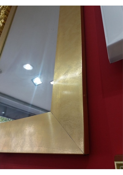 Büyük 124X64Cm Altın Yaldız Salon Antre Komodin Etajer Boy Aynası Altın