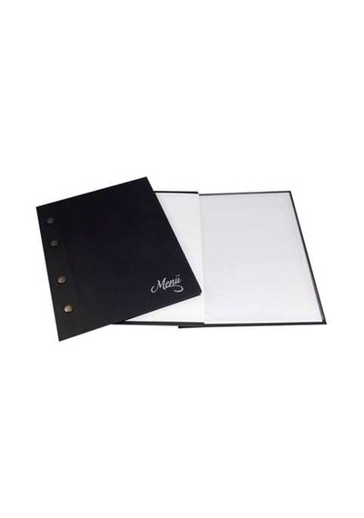 Menü Kabı A5 2 Sayfalı Cilt Bezli 18X23 Siyah
