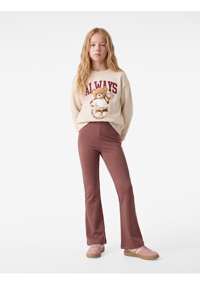 Koton Beli Lastikli Slim Fit İspanyol Paça Tayt Lila 7wkg40036ak
