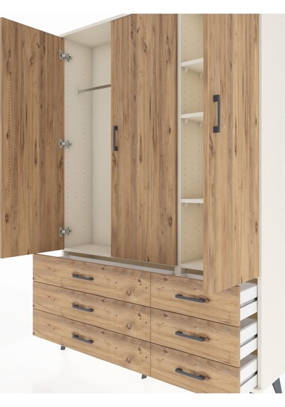 Arges Dolap 5 Raflı 6 Çekmeceli Tek Askılı 132x30x195 Aytaşı-çam/çam Atlas Çam/atlas Çam Arges Dolap 5 Raflı 6 Çekmeceli Tek Askılı 132x30x195 Aytaşı-çam/çam Atlas Çam/atlas Çam
