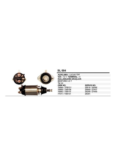 Remark Marş Otomatiği 12v Tm30 Bedford 3.5t Lucas Tip