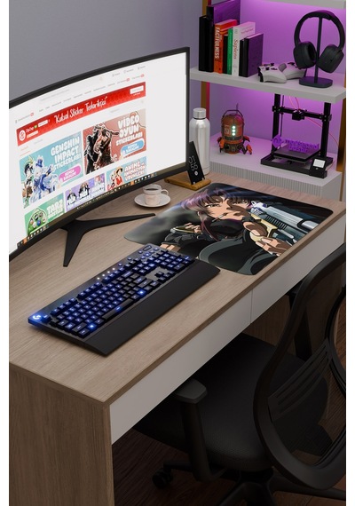 Black Lagoon Kaymaz Dikişli Kauçuk Oyuncu Mousepad V1 - 48x40 Xl Gaming Mouse Pad Fare Altlığı