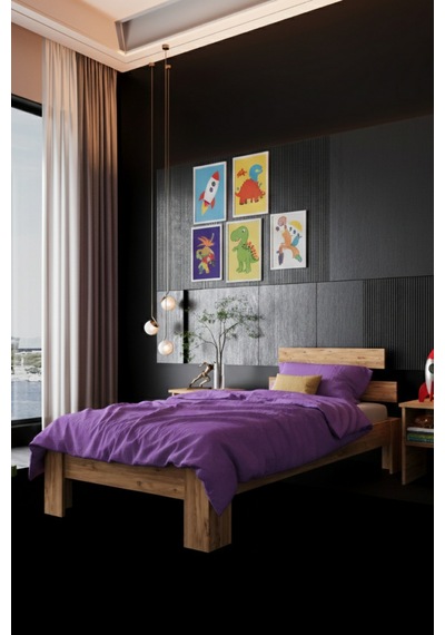 Lotus Tek Kişilik Mdf Karyola Ve 2 Komodinli Set