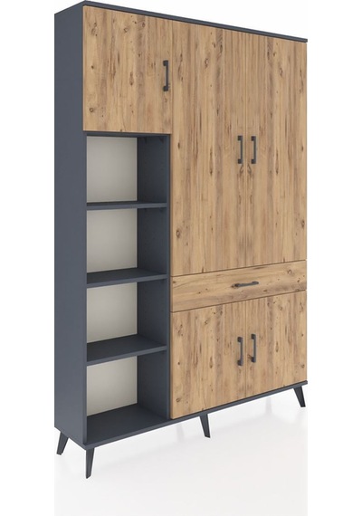 Arges Dolap 8 Raflı Tek Çekmeceli 5 Kapaklı 132x30x195 Antrasit-çam/çam Atlas Çam/atlas Çam Arges Dolap 8 Raflı Tek Çekmeceli 5 Kapaklı 132x30x195 Antrasit-çam/çam Atlas Çam/atlas Çam