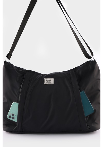 İcone Bag Paraşüt Kumaş Çanta - Yoga Mat Bölmeli, Fermuarlı Cepli, Ayarlanabilir Askılı, Fileli İç Cep Siyah