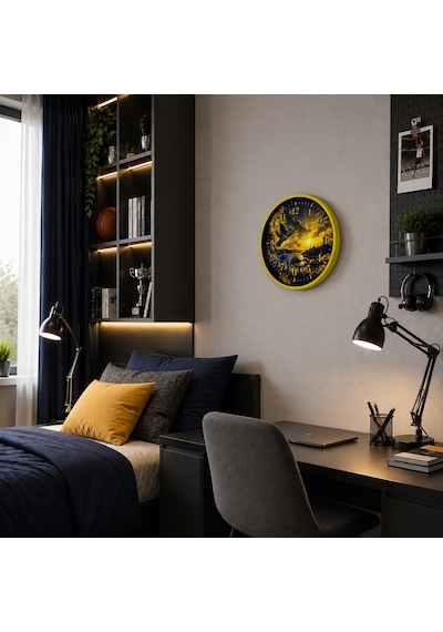 Büro Ev Ofis Dekoru İçin 36cm Sarı Asil Kanatlar Duvar Saati Diğer