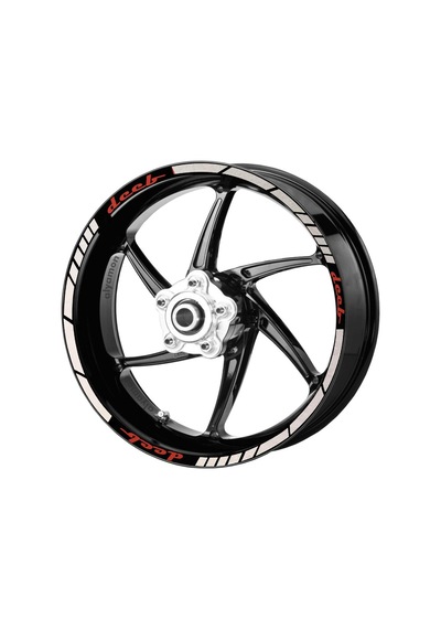 Deeb Motosiklet Jant Şeridi Universal Beyaz Kırmızı Model X N11.28405