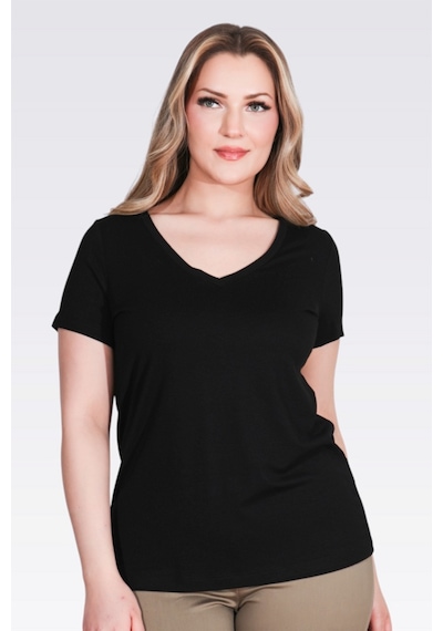 Tolga Saraçoğlu V Yaka Kısa Kol T-shirt 26yts10839 Siyah