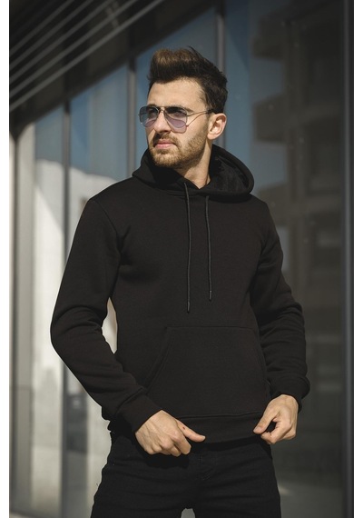 Oksit Janvier Üç İplik Şardonlu Fitted Kapüşonlu Basic Erkek Sweatshirt 001