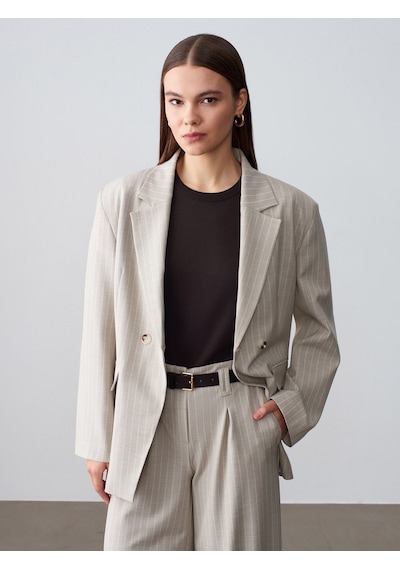 Dilvin 60803 Yan Düğme Detaylı Blazer-taş