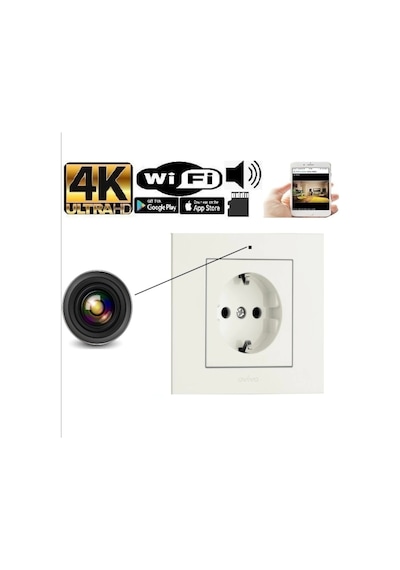 Duvar Prizi Wifi Kamera Bakıcı Kamerası 7/24 Uzaktan Canlı