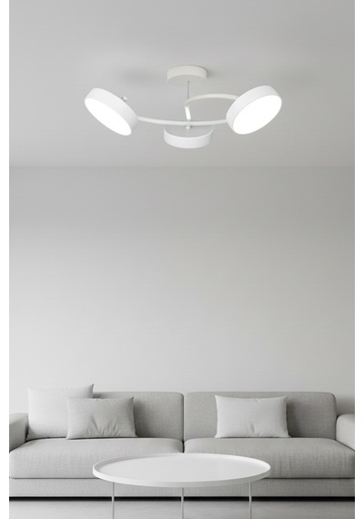 İkon Modern Salon Yatak Odası Giyinme Odası Mutfak Beyaz Işık Ledli Renk 3 Lü Led Avize Beyaz Beyaz