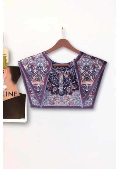 Walkenzo Bohem Stil Etnik Desenli Kadın Omuz Şalı Kahverengi - Gri
