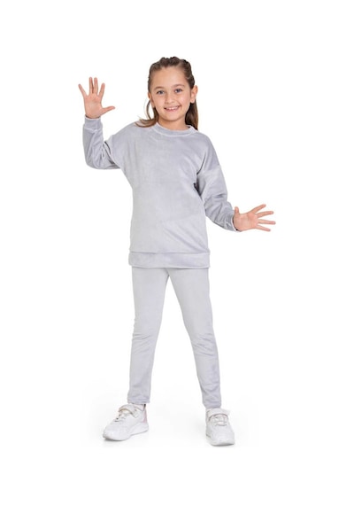 My Kids Wear Kadife Basic Düz Renk Çocuk Takım Gri