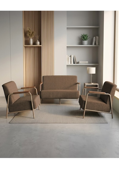 Atlas 2+1+1 Dokuma Kumaş Ofis Cafe Bekleme Koltuk Takımı Cappuccino Metal Kahverengi Atlas 2+1+1 Dokuma Kumaş Ofis Cafe Bekleme Koltuk Takımı Cappuccino Metal Kahverengi