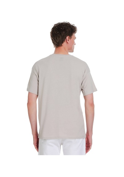 Hatemoğlu Ekru Regular Fit 100% Pamuk Bisiklet Yaka Oversize Tişört 1995330 Ekru