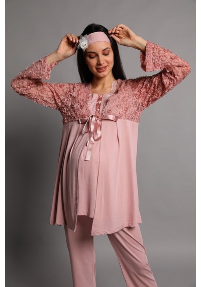 Mecit Pijama Lohusasepeti 5206 Lina Sabahlıklı Lohusa Pijama Takımı 001