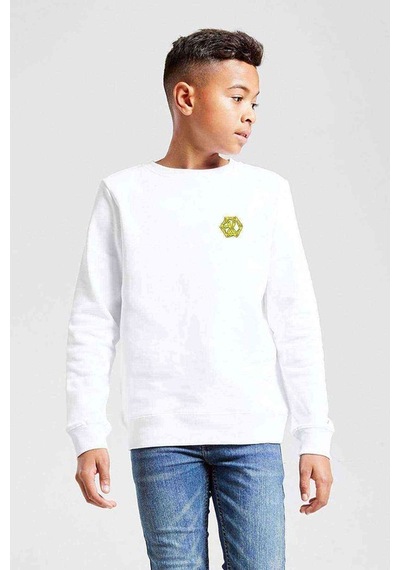 Tshirthane The Power Of Music Göğüs Baskılı Unisex Çocuk Beyaz Sweatshirt Beyaz