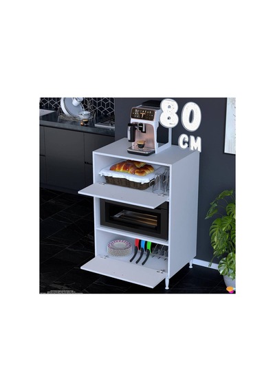Silva 80x119,2x48 Cm Kapaklı Mikrodalga Ve Midi Fırın Standı - 3 Bölmeli Çok Amaçlı Dolap Beyaz Silva 80x119,2x48 Cm Kapaklı Mikrodalga Ve Midi Fırın Standı - 3 Bölmeli Çok Amaçlı Dolap Beyaz