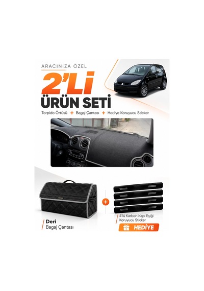 E-biz Mıtsubıshı Colt Çukurlu 2004-2013 Uyumlu Torpido Örtüsü + Deri Çanta - Siyah-gri - Mı005