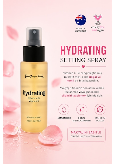 Bys Setting Spray Hydrating With Vitamin C C Vitaminli, Nem Veren Ve Makyaj Sabitleyici Sprey