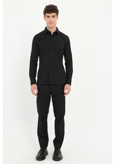 Dufy Erkek Slim Fit Uzun Kol Siyah Gömlek-26099 SİYAH