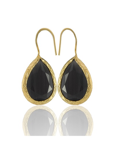 Kadir Jewellery 22 Ayar Altın Kaplama Damla Taşlı Küpe -el İşçiliği Ve Hipoalerjenik Küpe Siyah 88723680