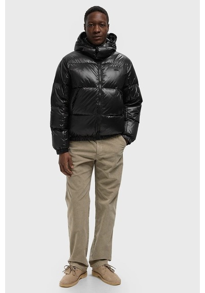 Lacoste Relaxed Fit Down Fill Mens Jacket Çıkarılabilir Kapüşonlu Rahat Kesim Suya Dayanıklı Erkek Kaz Tüyü Mont Siyah Siyah