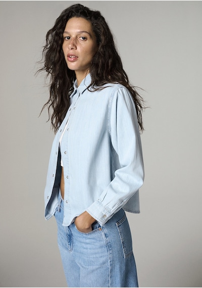 Mavi - Carlia Classic Denim Açık Mavi Jean Gömlek 1210924-a1586