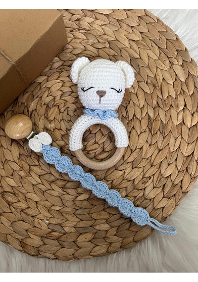 Amigurumi Emzik Zinciri Çıngırak Seti Beyaz