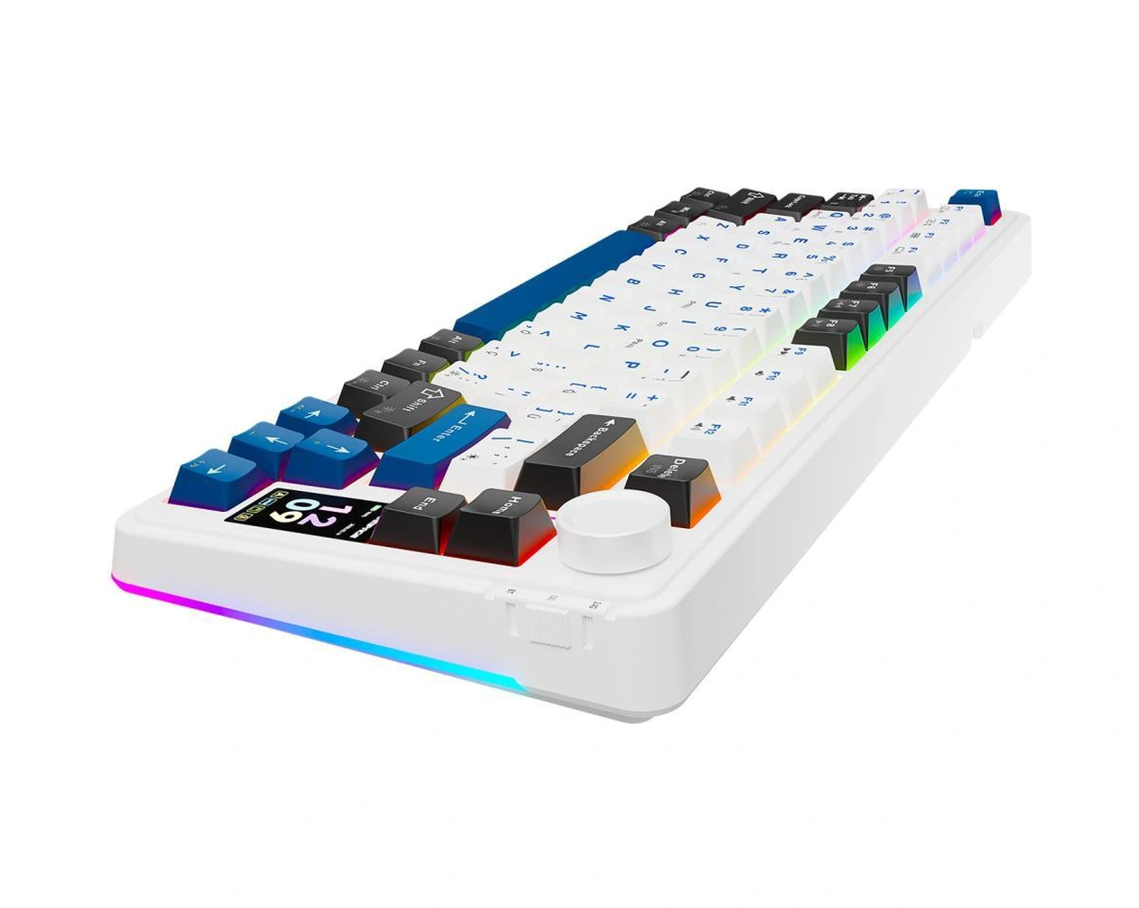Rampage Quell Pro Dijital Ekranlı Beyaz Hot Swap 2.4g + Bt Wireless Rgb Gasket Oil Switch Türkçe Q Pbt Keycaps Mekanik Klavye