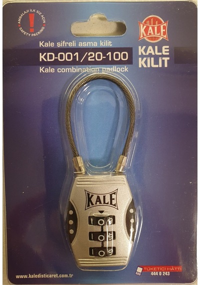 Kale Şifreli Asma Kilit 3 Basamaklı Şifreleme 20 100 Çift Yönlü Gri 1 Adet