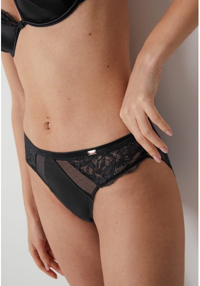 Marks & Spencer Dantel Detaylı İpek High Leg Külot T81006470L Siyah