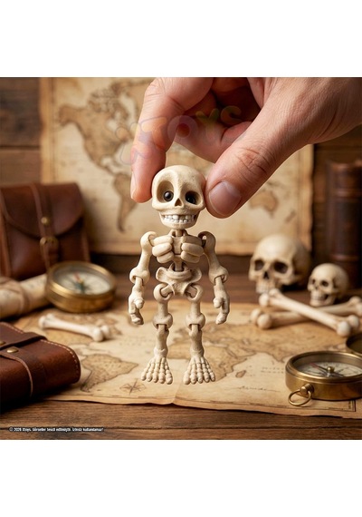 İskelet Figürü Anahtarlık, Hediyelik Halloween Çanta Aksesuarı Ve Hareketli Oyuncak Skibz Krem