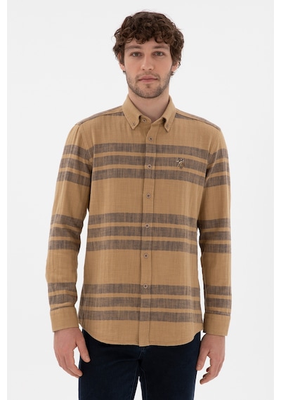 U.s. Polo Assn. Erkek Açık Haki Gömlek Desenli 50297491-vr183 Acık Hakı Açık Haki