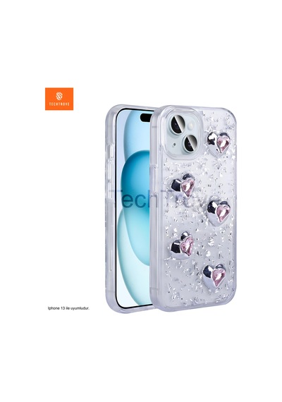 Apple Apple iPhone 13 / 14 Uyumlu Kılıf Airbagli Simli Arka Yüzey Silikon Kapak