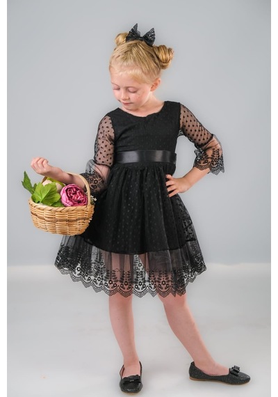 Mnk Baby & Kids Dream Luxury Dantel Kız Çocuk Elbise Mnk0327 Siyah