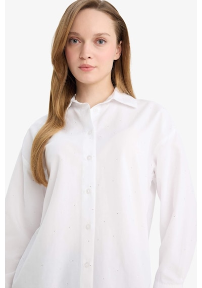 Defacto Relax Fıt Poplin Gömlek Tunik E7977ax26spwt32 Beyaz-wt32