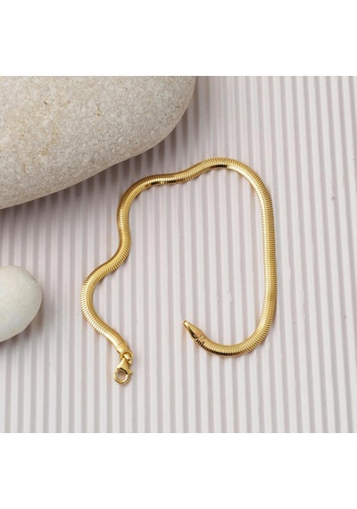 Bilezikci Balıksırtı İtalyan 14 Ayar Altın Bileklik 3 Mm. Enli Sarı Sarı Altın