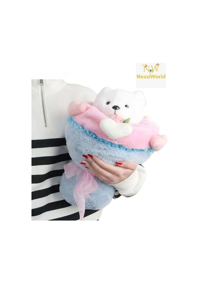 Mey İthalat Sevgi Buketi Peluş Ayıcıklı Peluş Çiçek Buketi 40 Cm Pembe