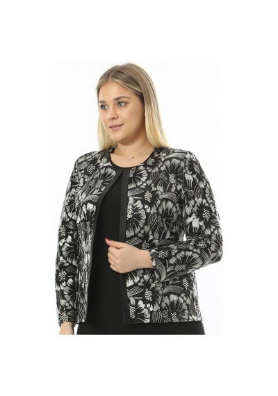 Ladies First Büyük Beden 3808 Siyah-altın Ceket + Bluz Takım 001