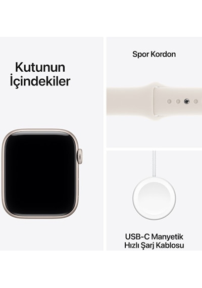 Apple Watch SE 3 GPS 40 MM Yıldız Işığı Alüminyum Kasa Yıldız Işığı Spor Kordon M/L Akıllı Saat (Distribütör Garantili)