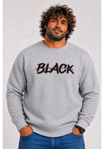Starbattal Erkek Büyük Beden Sıfır Yaka 3ip Sweat Black 24202 Grı Melanj-2853 Gri Melanj