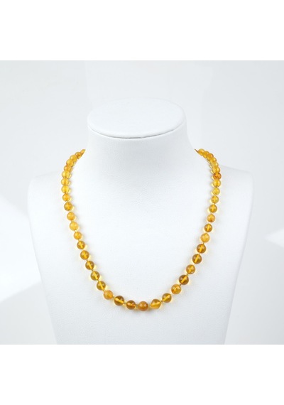 Doğal Damla Kehribar 50cm Kolye Açık Sarı